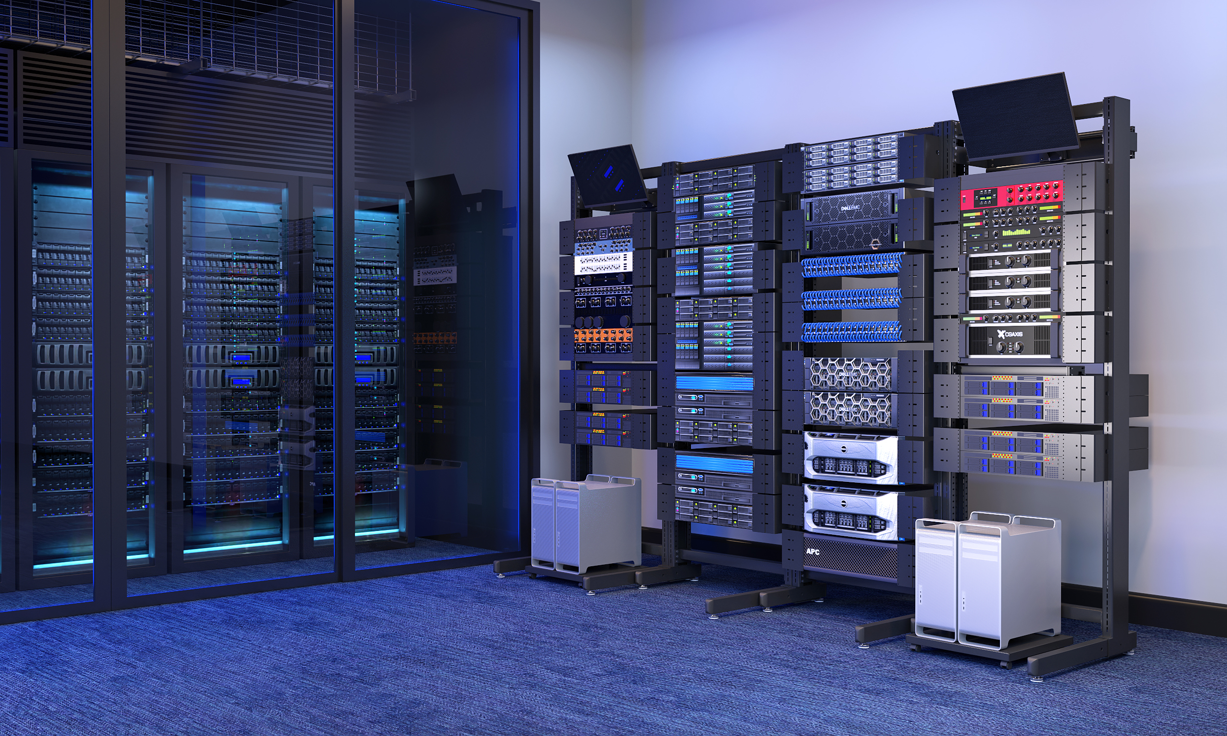 Server rack in office space